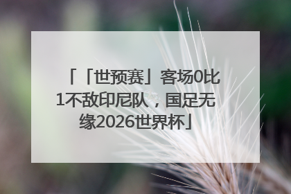 「世预赛」客场0比1不敌印尼队，国足无缘2026世界杯