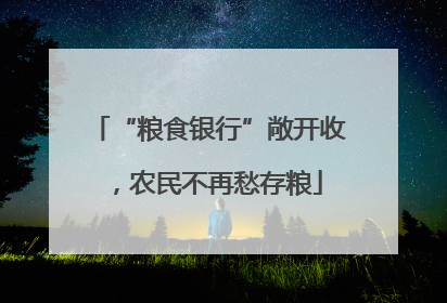 “粮食银行”敞开收，农民不再愁存粮