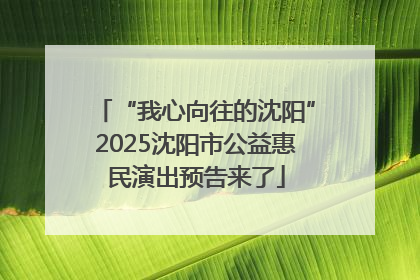 “我心向往的沈阳”2025沈阳市公益惠民演出预告来了