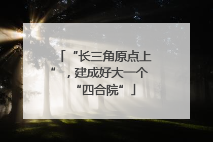 “长三角原点上”，建成好大一个“四合院”