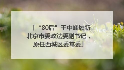 “80后”王中峰履新北京市委政法委副书记，原任西城区委常委
