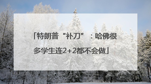 特朗普“补刀”：哈佛很多学生连2+2都不会做