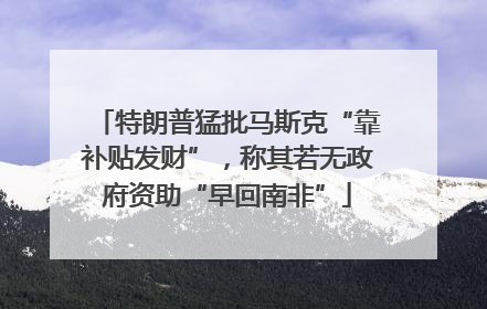 特朗普猛批马斯克“靠补贴发财”，称其若无政府资助“早回南非”
