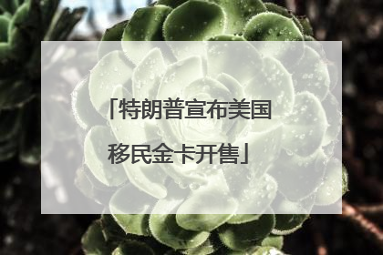 特朗普宣布美国移民金卡开售