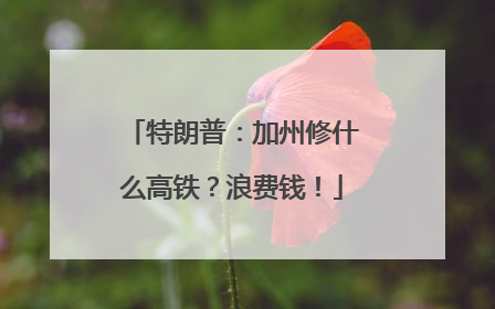 特朗普：加州修什么高铁？浪费钱！