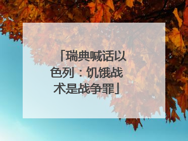 瑞典喊话以色列：饥饿战术是战争罪