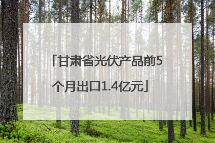 甘肃省光伏产品前5个月出口1.4亿元