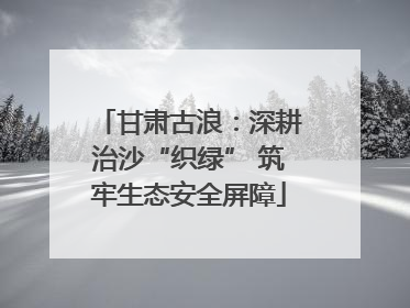 甘肃古浪：深耕治沙“织绿” 筑牢生态安全屏障