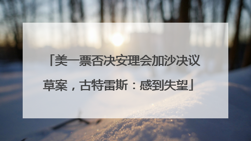美一票否决安理会加沙决议草案，古特雷斯：感到失望