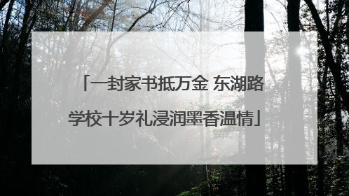 一封家书抵万金 东湖路学校十岁礼浸润墨香温情