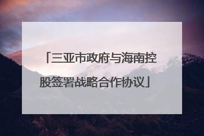三亚市政府与海南控股签署战略合作协议