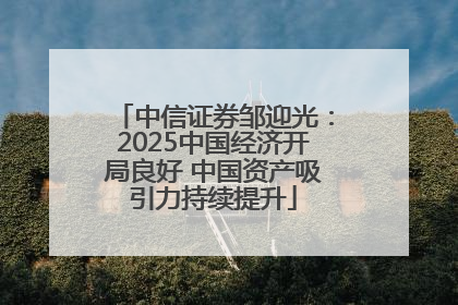 中信证券邹迎光：2025中国经济开局良好 中国资产吸引力持续提升