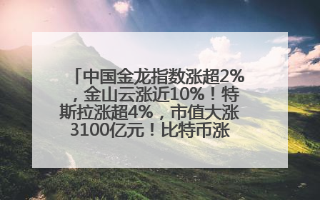 中国金龙指数涨超2%，金山云涨近10%！特斯拉涨超4%，市值大涨3100亿元！比特币涨回11万美元关口