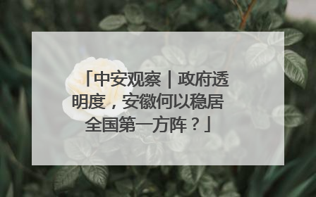 中安观察｜政府透明度，安徽何以稳居全国第一方阵？