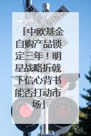 中欧基金自购产品锁定三年！明星战略折戟下信心背书能否打动市场