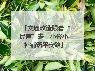 交通改造跟着“民声”走，小修小补铺筑平安路
