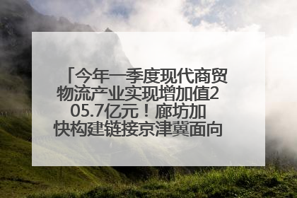 今年一季度现代商贸物流产业实现增加值205.7亿元！廊坊加快构建链接京津冀面向全世界的物流通道