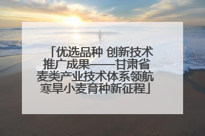 优选品种 创新技术 推广成果——甘肃省麦类产业技术体系领航寒旱小麦育种新征程