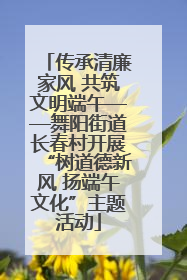 传承清廉家风 共筑文明端午——舞阳街道长春村开展“树道德新风 扬端午文化”主题活动