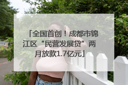 全国首创！成都市锦江区“民营发展贷”两月放款1.7亿元