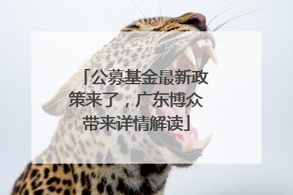 公募基金最新政策来了，广东博众带来详情解读