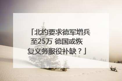 北约要求德军增兵至25万 德国或恢复义务服役补缺？