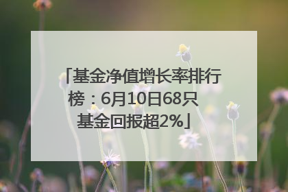 基金净值增长率排行榜：6月10日68只基金回报超2%