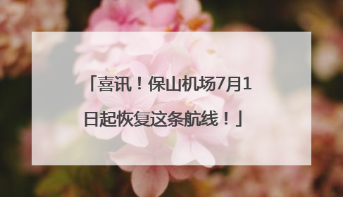 喜讯！保山机场7月1日起恢复这条航线！