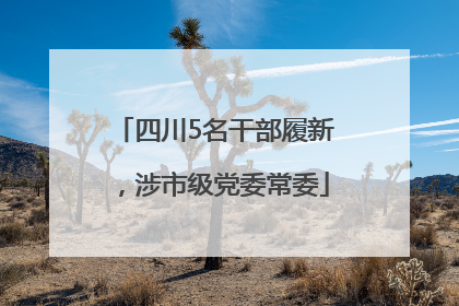四川5名干部履新，涉市级党委常委