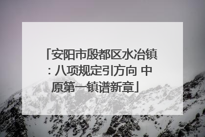 安阳市殷都区水冶镇：八项规定引方向 中原第一镇谱新章