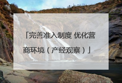 完善准入制度 优化营商环境（产经观察）