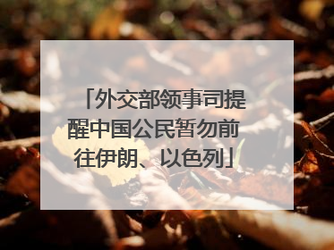 外交部领事司提醒中国公民暂勿前往伊朗、以色列