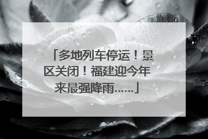 多地列车停运！景区关闭！福建迎今年来最强降雨……