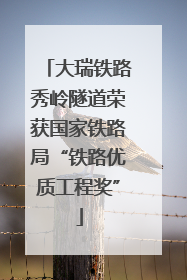 大瑞铁路秀岭隧道荣获国家铁路局“铁路优质工程奖”