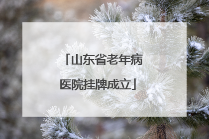 山东省老年病医院挂牌成立