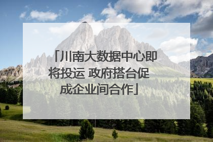 川南大数据中心即将投运 政府搭台促成企业间合作