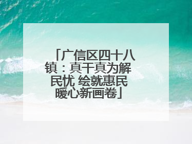 广信区四十八镇：真干真为解民忧 绘就惠民暖心新画卷