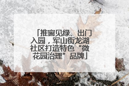 推窗见绿、出门入园，军山街龙湖社区打造特色“微花园治理”品牌