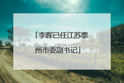 李晖已任江苏泰州市委副书记