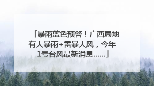 暴雨蓝色预警！广西局地有大暴雨+雷暴大风，今年1号台风最新消息……