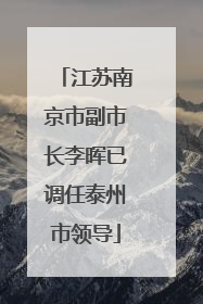 江苏南京市副市长李晖已调任泰州市领导