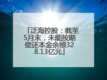 泛海控股：截至5月末，未能按期偿还本金余额328.13亿元