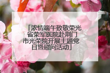 浓情端午致敬荣光 省荣军医院赴荆门市光荣院开展主题党日暨慰问活动