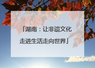 湖南：让非遗文化走进生活走向世界
