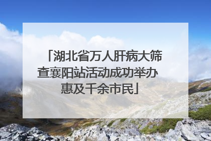 湖北省万人肝病大筛查襄阳站活动成功举办 惠及千余市民