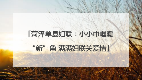 菏泽单县妇联：小小巾帼暖“新”角 满满妇联关爱情