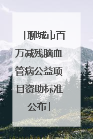 聊城市百万减残脑血管病公益项目资助标准公布