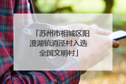 苏州市相城区阳澄湖镇消泾村入选全国文明村