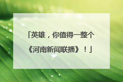 英雄，你值得一整个《河南新闻联播》！