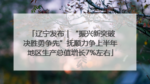 辽宁发布｜“振兴新突破 决胜勇争先”抚顺力争上半年地区生产总值增长7%左右
